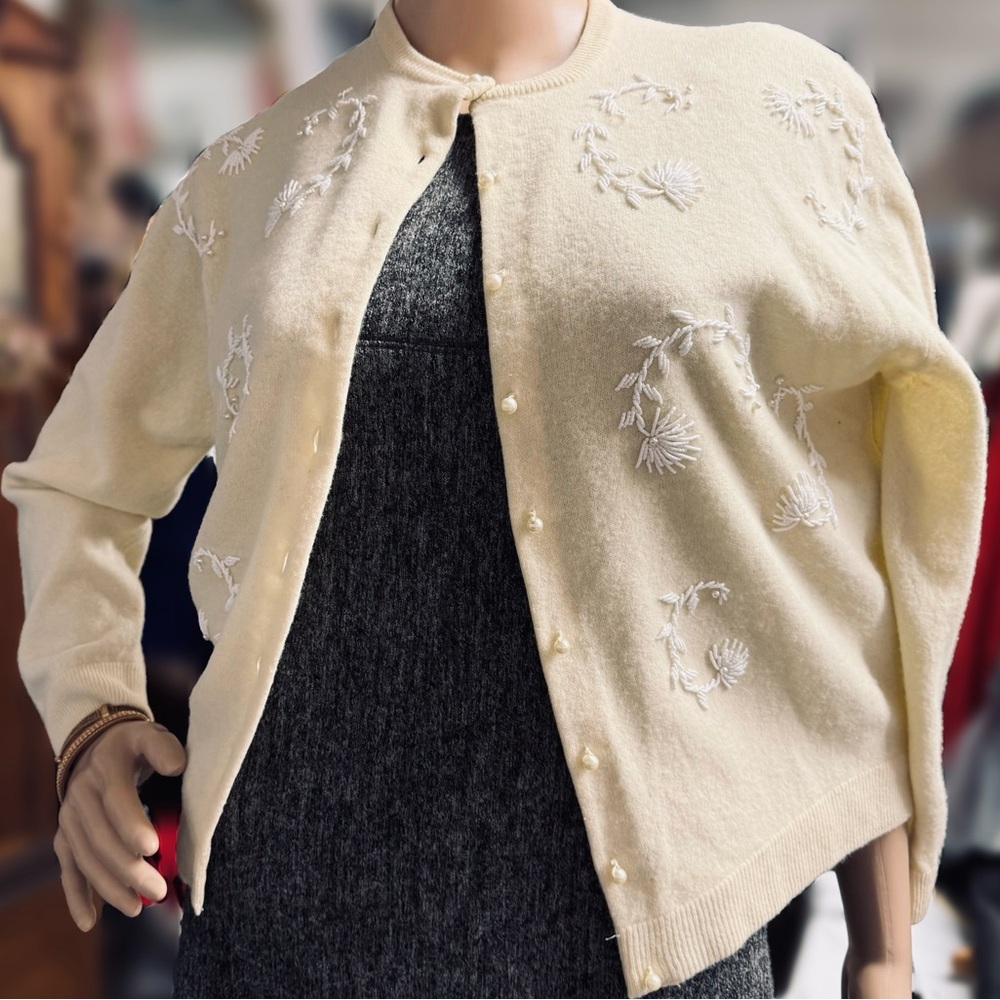 1960s Angora & Lambswool Blend True Vintage Beaded Sweater